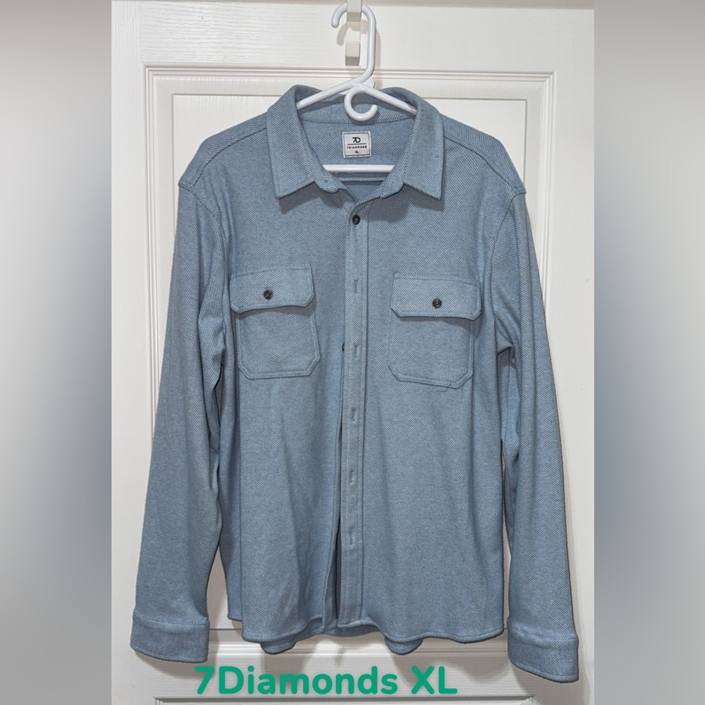 7 Diamonds light blue shacket